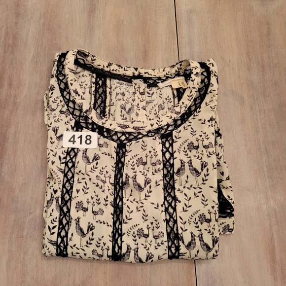 ANTHROPOLOGIE Meadow Rue Love Bird Crochet Lace Blouse  Women Size Medium - Picture 8 of 9